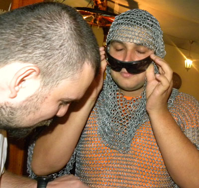 Man viewing work plans